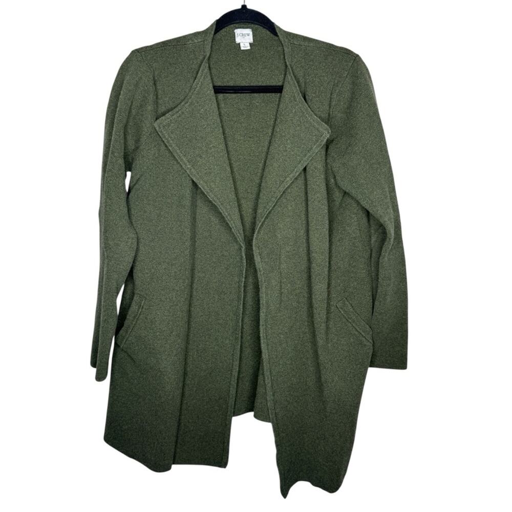 J.CREW FACTORY / olive green Vanessa open front sweater jacket / L